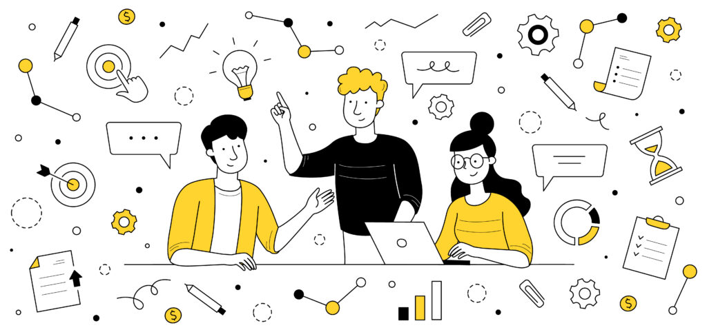 Business people teamwork, meeting doodle concept